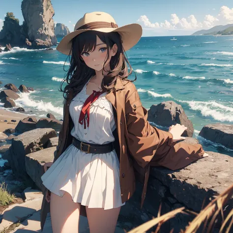 masterpiece, best quality, solo,1girl,looking at viewer,outdoor, cowboy shot,sea,anime style,
 anne