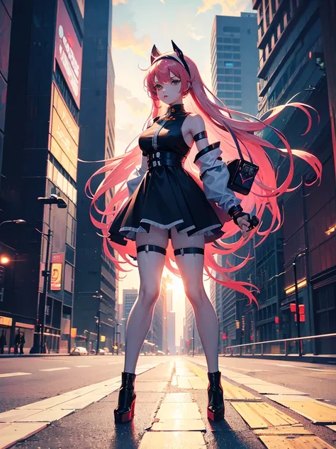 Anime girl in a dress and headband standing in front of a building, digital Cyberpunk anime art, Digital Cyberpunk - Anime Art, anime cyberpunk art, Cyberpunk Anime Girl, Cyberpunk Anime Girl mech, Anime Style 4k, Best anime 4k konachan wallpaper, Cyber , ...