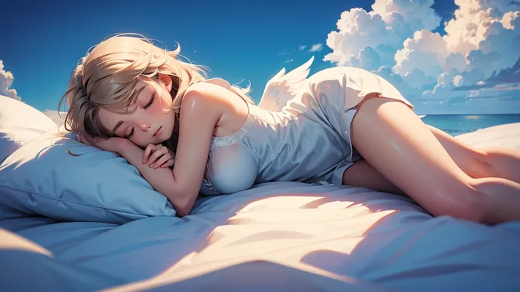  angel girl ,sleeping in the cloud