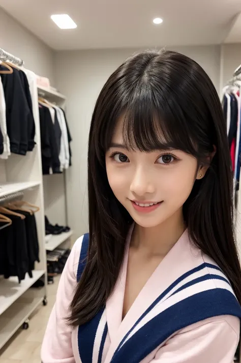 セーラー服、Drama club room, high school senior, drama club president, ((full body)), ((photo)), ((best qualtiy, 8K, tmasterpiece:1.3)), Focus:1.2, perfect figure beautiful girl:1.4, 1girl, cowboy shot, look at viewer, eyes facing the camera, incredibly absurd, ...