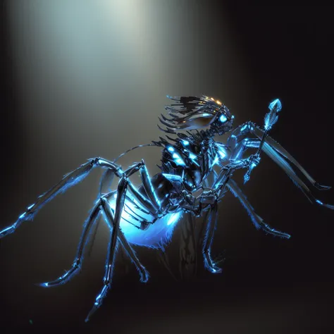 Close-up of an insect with a skeleton on its back, Ant Humanoid, smile, Insect-like, Giant ants, Cyborg Wasp, Silver insect paws, Humanoid mosquito, biopunk Cyborg Wasp, Sil from seeds, Alien, giger spider joker, Concept Art, Concept Art, Arachnids, Cockro...