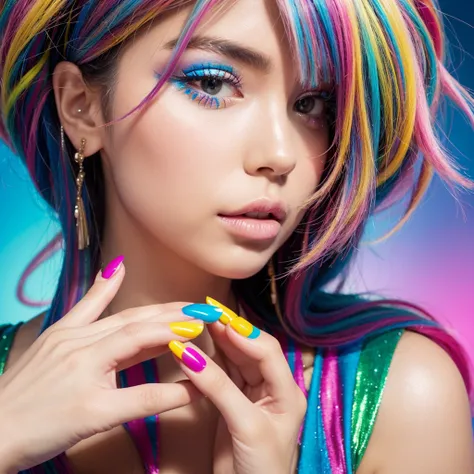 colorful nail woman