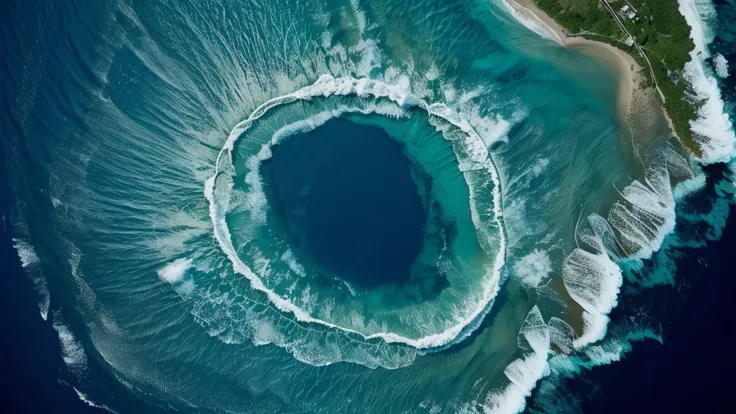 "Microscopic view of ocean water filled with glowing phytoplankton under sunlight."