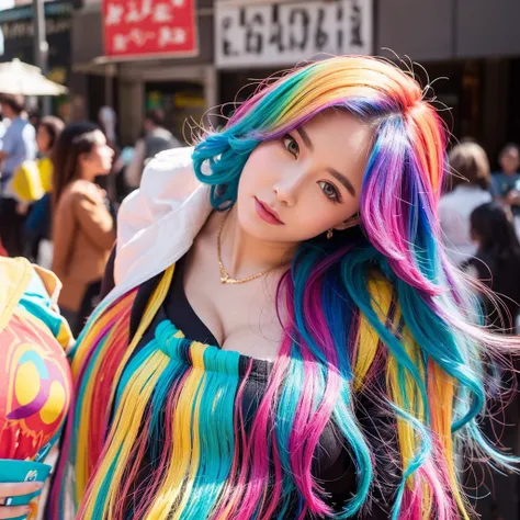 colorful hair woman