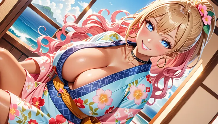 ultra-detailed, ((one girl)), (portrait), (tan skin:1.5), in pastel colors gyaru, (heavy makeup), (professional lighting) hyper detailed, absurdres, 8k, Beautiful Face, (Laugh shyly), ((teasing smile:1.6)), ((happy smile:1.5)),  ((Wink:1.5)), (Laugh with y...