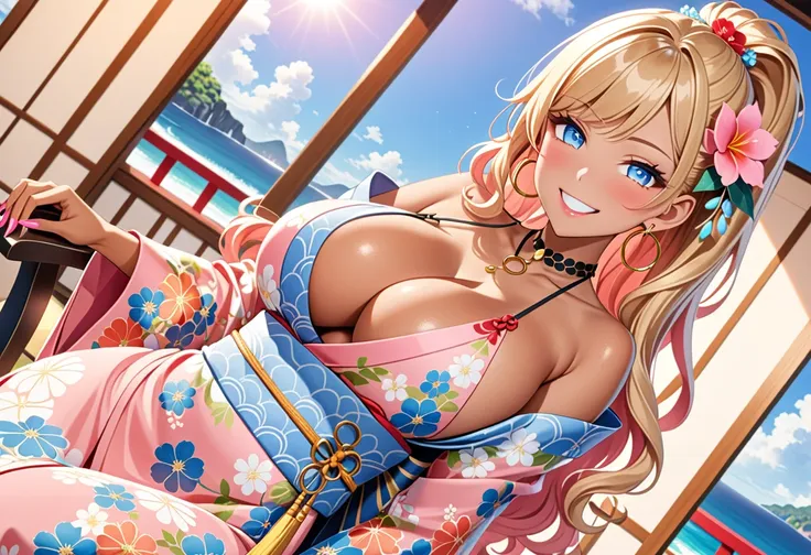 ultra-detailed, ((one girl)), (portrait), (tan skin:1.5), in pastel colors gyaru, (heavy makeup), (professional lighting) hyper ...