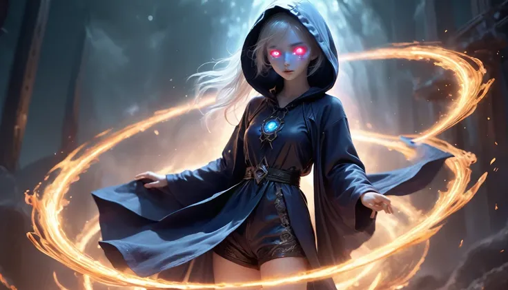 ((Dark)),epic,8k,fantasy,ultra detailed,Magic,((hood)),(hoodie),((((hair over one eye)))),((whole body, including legs)),((Standing)),(open thighs),(open legs)
casting spell,blackhole,menancing,((glowing eyes)) ((BLUE eyes)),((glowing)),((Bloom)),magnifice...