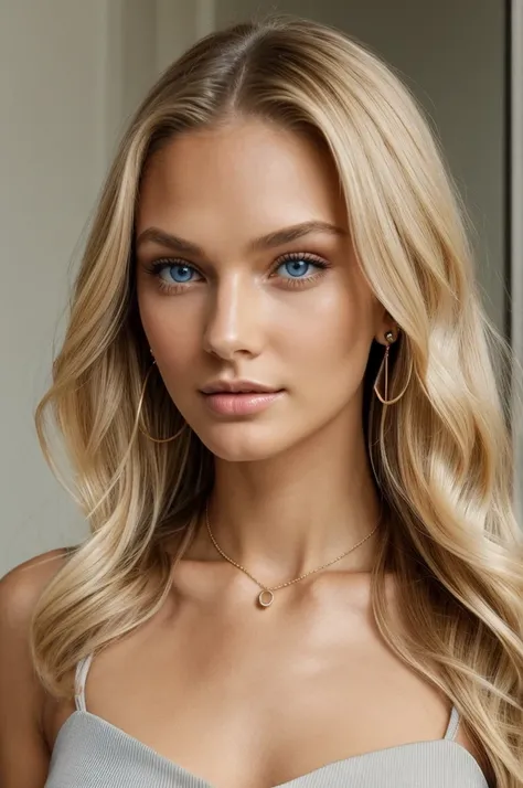 - **Appearance:** Tall girl with an ideal figure (approximately 170-175 cm), slim and athletic.
- **Face:** Symmetrical facial features, soft cheekbone contours, neat nose, plump lips.
- **Eyes:** Large blue eyes with long thick eyelashes, slightly cat-lik...