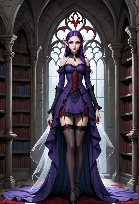 arafed a picture of elf vampire in her castle. an exquisite beautiful female elf vampire (ultra details, masterpiece, best quali...