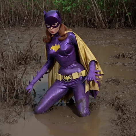 yvonne craig mulher, combat stance inside muddy swamp, see me giant, tentacles