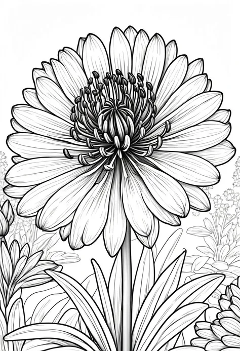 agapanthus flower, line art, cartoon character, 3d style, high-quality, coloring book, hand-draw, lineart