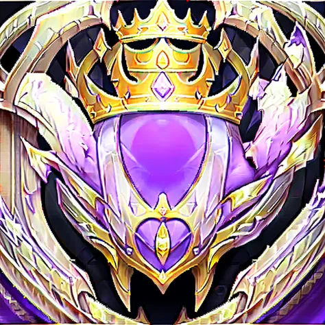 a close up of a purple circular frame with a crown on top. vector style, vector illustration