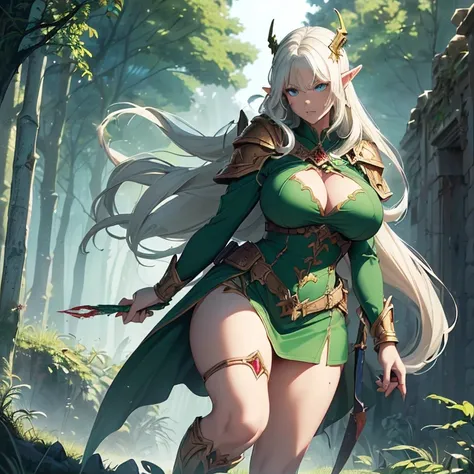 (absurdres, high fantasy artwork, best high quality image, carefuly detailed, very detailed features and textures, alone solo character, full body view, warhammer fantasy aesthetic)
{{(1character: 26 years old elf girl, (tall voluptuous body, face with blo...