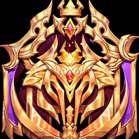 a majestic golden avatar frame, adorned with a crown and wings, radiates with a warm glow, symbolizing victory and achievement. ...