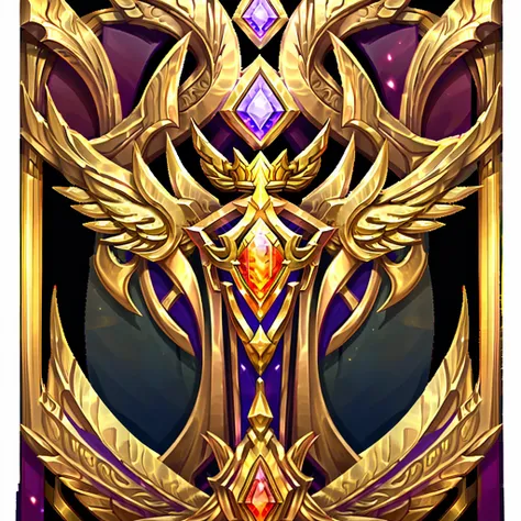 a majestic golden avatar frame, empty middle, adorned with a crown and wings, radiates with a warm glow, symbolizing victory and...