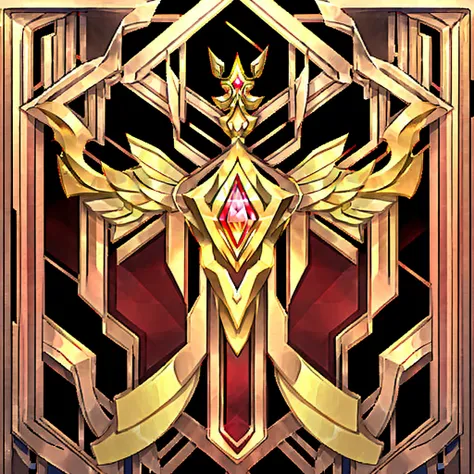 a majestic golden avatar frame, empty middle, adorned with a crown and wings, radiates with a warm glow, symbolizing victory and...