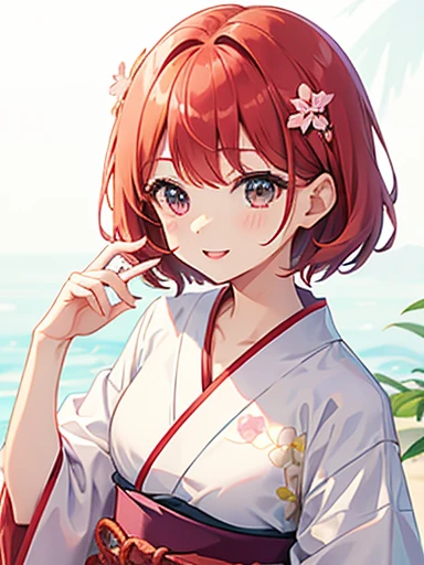 cute、Redhead、short hair、Japanese、Staring at this、Fleeting、masterpiece、Vivid、yukata、Laughter、kind、turn around，summer