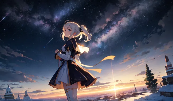 空のstarを眺めるアニメの女の子, The girl stares into space, Space Hair Anime Girl, girl in space, star(empty) star空_empty, With the Milky Way in the background, star空の空間で, near a galaxy, Anime Art Wallpapers 8K, 背景の流れstar, 空のstar, Anime Rapunzel Girl, Space Sky,sexy