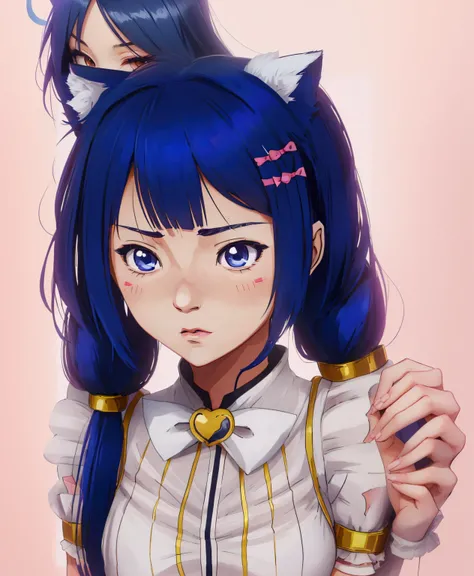 anime girl with blue hair and cat ears on pink background, I&#39;m going to make fanart too, portrait knights of the zodiac girl, made with anime painter studio, portrait anime space cadet girl, close-up of a young anime girl, detailed portrait of anime gi...