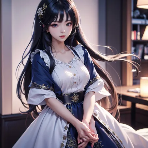 instagram photo, upscaled, ultra hd, ordinary photography, medium shot, 55mm,double eyelids, long korean hair weavy with cute bangs, realistic a woman 20 year old, Notchika, wearing korean style dress, midnight