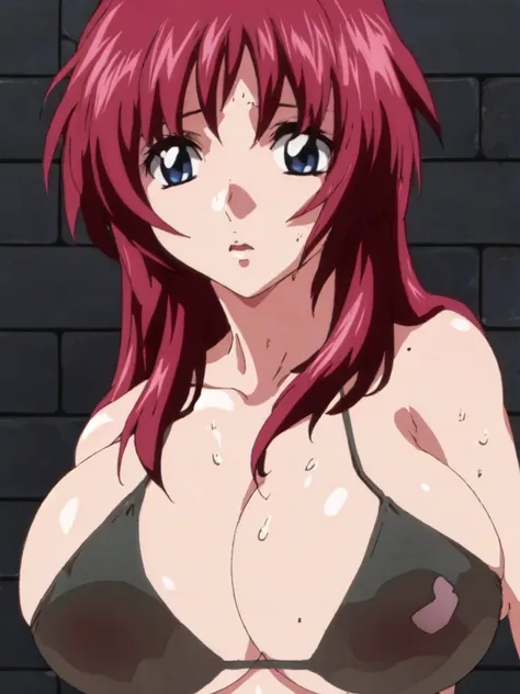 masterpiece,top-quality,meyrin hawke,heroine of gundam seed freedom,1girl,solo,red hair,long hair,deep blue eyes,beauty,very huge breasts,narrow waist,bust size is 130cm over,crying,sexy,soaked,seductive anime girl, oppai, biomechanical oppai,oppai proport...