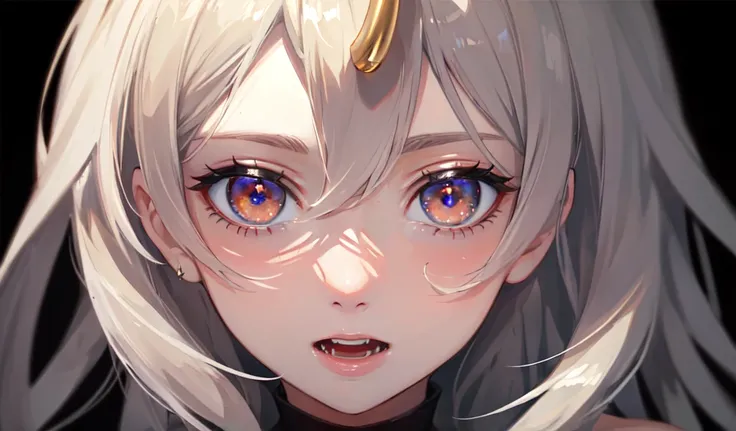 (((Highest quality, 8k, masterpiece: 1.3)), ((Highest quality)), ((masterpiece)), (detailed), Perfect Face, Horn, crazy eyes, Devil&#39;s Disciple, Heterochromia of the iris, crazy, Yandere, Demon girl with goat Horn, Highly decorative bodysuit, Demon Worl...