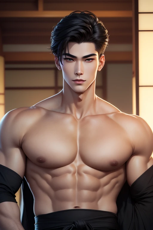 Close-up handsome very Japanese younger males,muscle,super and highly detailes,very 8k((absurdres, highres, ultra detailed)handsome, tall muscular Anime young man Japanese man full body figure kinda brawny muscular with black hair studious student likewith...