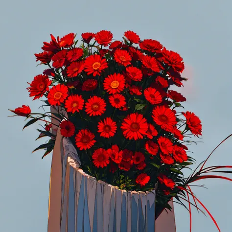 Light gray background　Red flower　Women Simple　