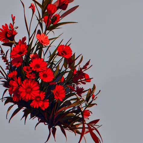 Light gray background　Red flower　Women Simple　