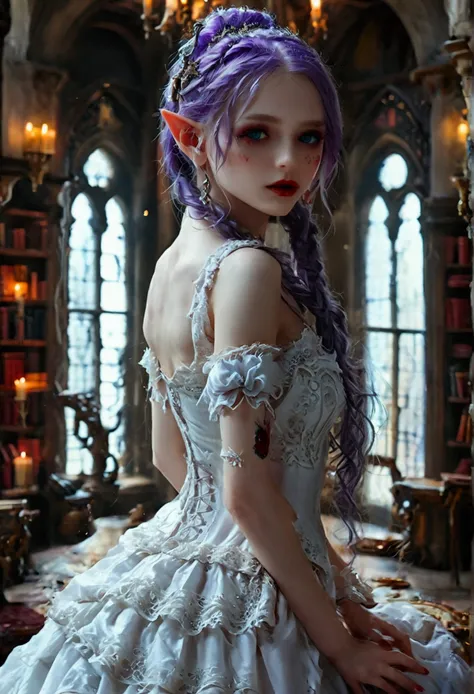 arafed a picture of elf vampire in her castle. an exquisite beautiful female elf vampire (ultra details, masterpiece, best quali...