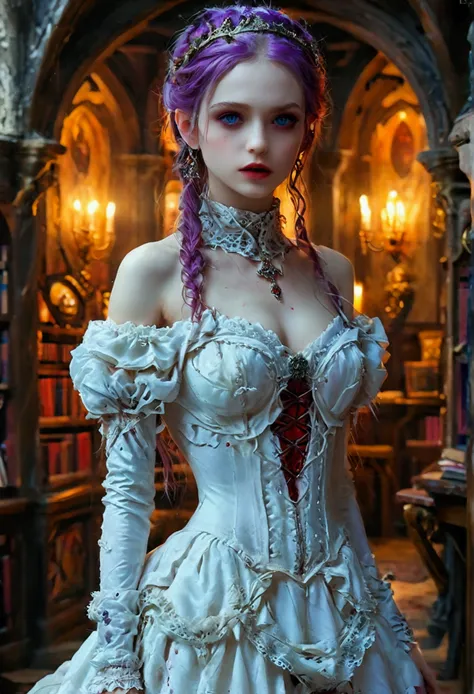 arafed a picture of elf vampire in her castle. an exquisite beautiful female elf vampire (ultra details, masterpiece, best quali...