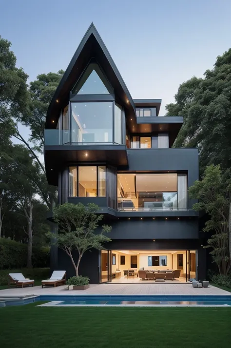 Ultra high resolution detailed unique and luxury architecture house on i land