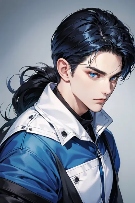 Man with blue-black hair and dark blue eyes