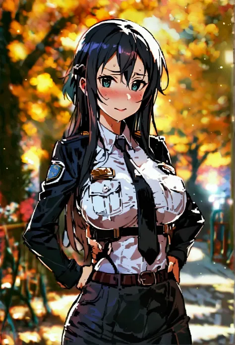 NSFW,masterpiece,Highest quality,High resolution,Very detailed,Sinon(Sword Art Online),Police Officer,Female police officer,mini skirt,pantyhose,blush,(Scary-faced man),A man puts his hands on her waist and hugs her,(Have sex),Insert,Creampie,Night Park,Un...