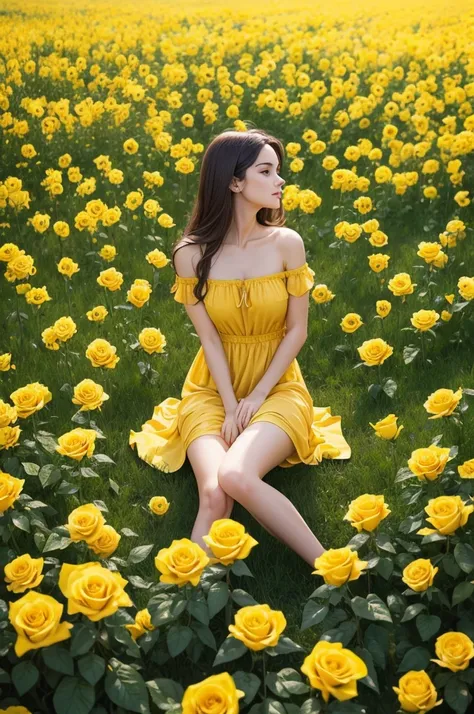 A field of yellow roses perfect and realistic image
