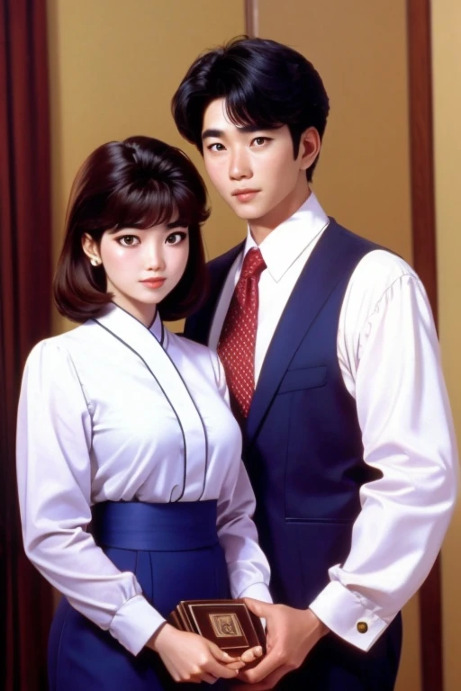 A 80s Korean power business couple male and female