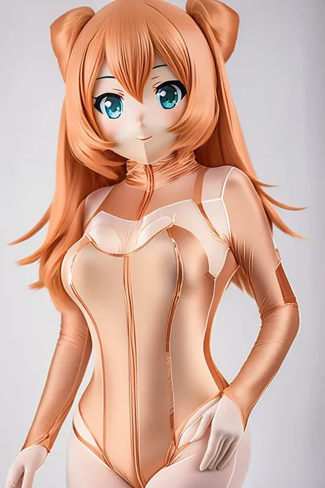 Anime Gao Cute Girl,A flesh-colored bodysuit made of fabric with visible seams and creases,(plastic face),