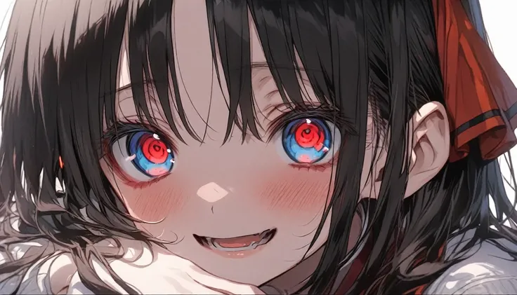 Yandere anime girl, has a red eyes and blue eyes, look like shinomiya kaguya. 