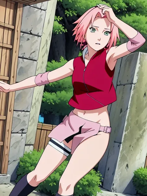 Sakura Haruno nude,wide hips,abdomen,sexy ,Show your armpits,jump,On the tree,IPST, naked,Torn shirt,full body,sleep, In the forest,open shirt,nipple