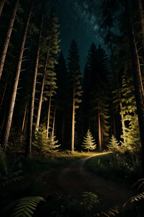 Dark dense forests at night realistic 