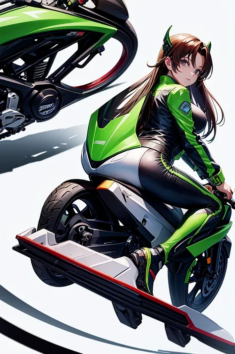 Riding a super sports bike　Hong Meiling　White background　For stickers