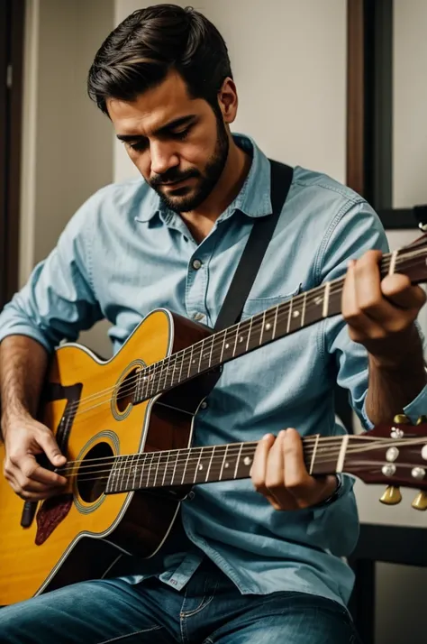 A man playing guitar