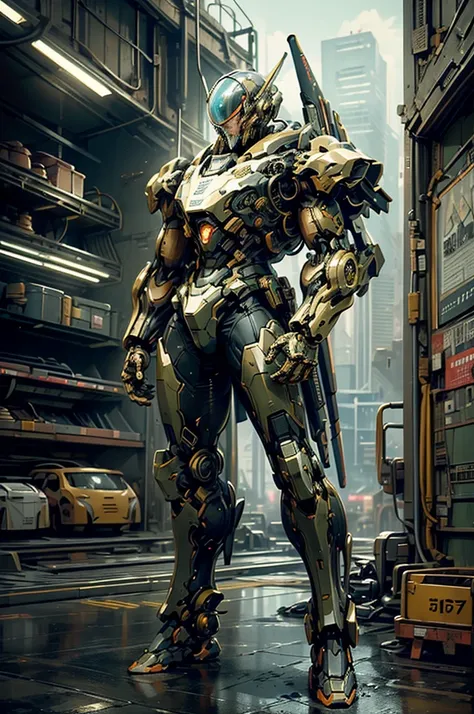 (RAW shooting, Photoreal:1.5, 8K, highest quality, masterpiece, ultra high resolution), perfect dynamic composition:1.2, futuristic pilot suit, sleek and form-fitting with advanced protective gear, helmet with transparent visor and integrated HUD, short ha...