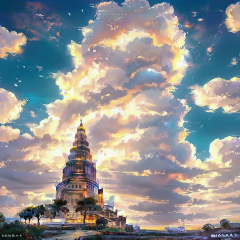 美しいダイヤモンドで飾られたキラキラデジタルペインティングタイのパターンcolorfulな金と白の背景, thai temples, castles in thailand, realistic, landscape, heaven, cloud, col...