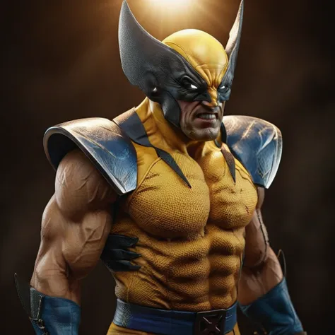 a highly detailed photorealistic portrait of a hug jackmam dressed as wolverine, side view, in brazil, ultra high definition, fi...