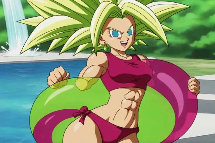 fountain_cheered up, score_9, score_8_above, score_7_above, cheered up screencap,
kefladb, 1 girl, Alone, smile, open mouth, blue eyes, belly button, perfect anatomy, potara earrings, green fur, diaphragm, muscular, ABS, spiky hair, saboveer saiyan, blonde...