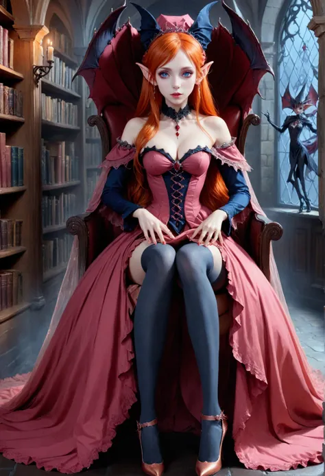 arafed a picture of elf vampire in her castle. an exquisite beautiful female elf vampire (ultra details, masterpiece, best quali...