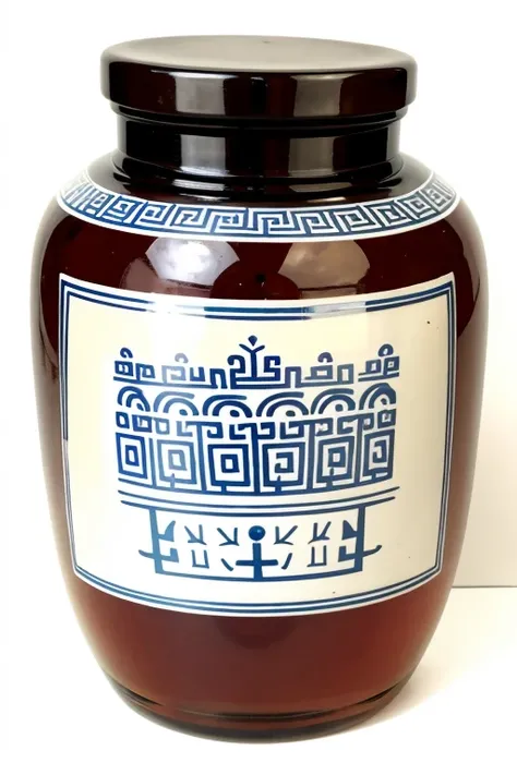 Image of skin product jar with Greek and exotic design 