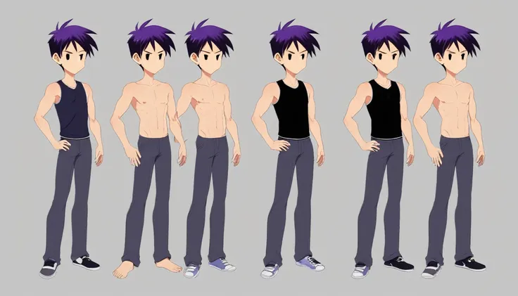 hazbinstyle, a cartoon character boy in e-sports player style with blue and purple tones