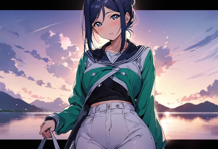 Love Live adult Kanan Matsuura, masterpiece, highest quality, gloss, clothing random, sensitive, beautiful background